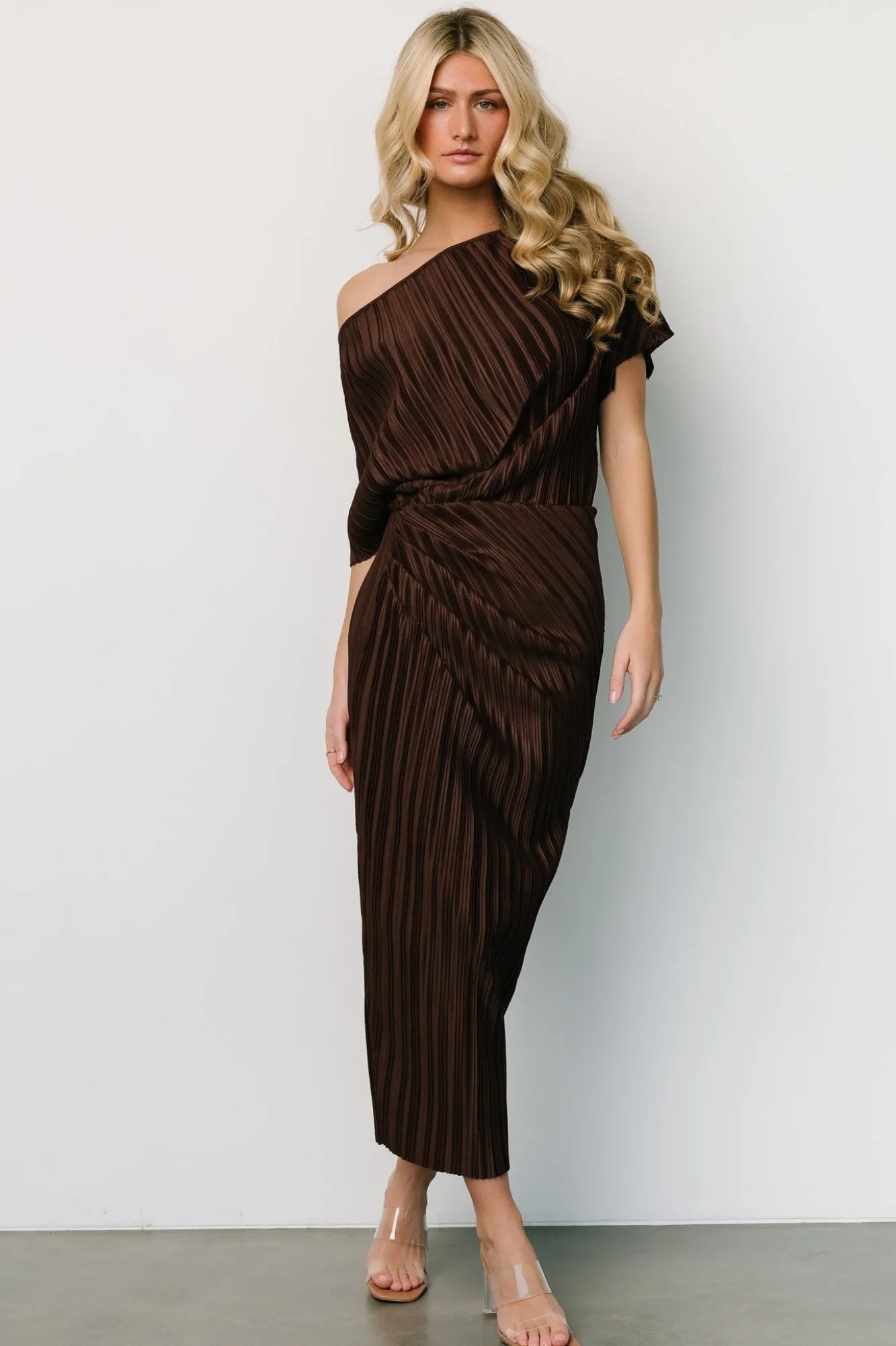Baltic Born Winslow Pleated Midi Dress | Dark Brown