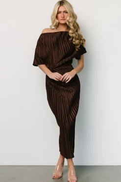 Baltic Born Winslow Pleated Midi Dress | Dark Brown