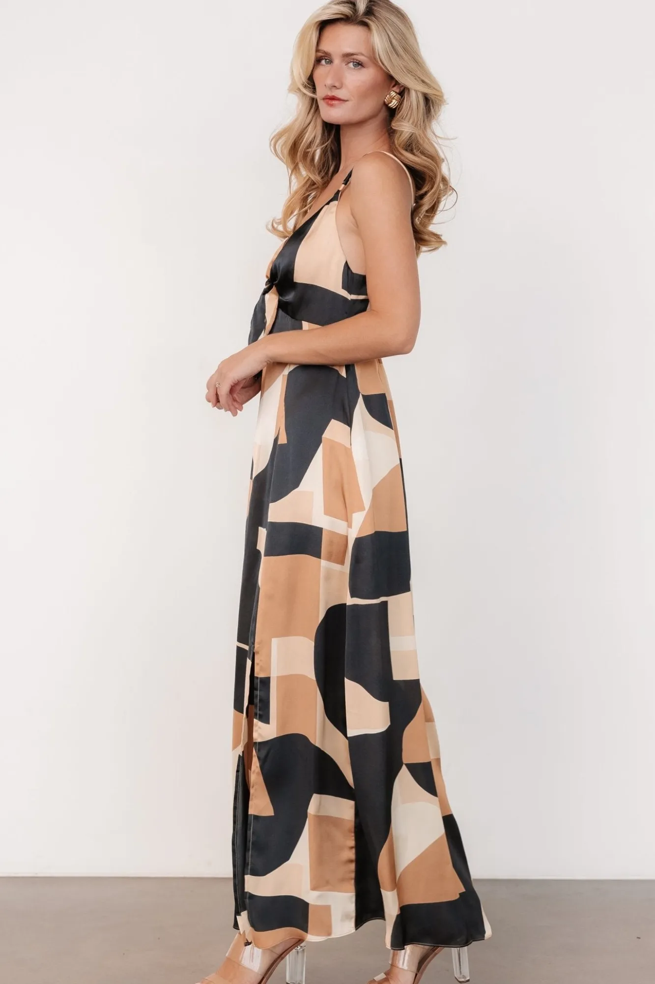 Baltic Born Xanthe Slip Dress | Midnight + Taupe Print