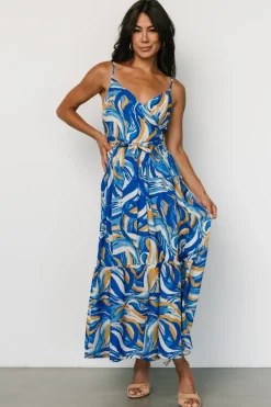 Baltic Born Yara Wrap Dress | Blue + Gold Multi