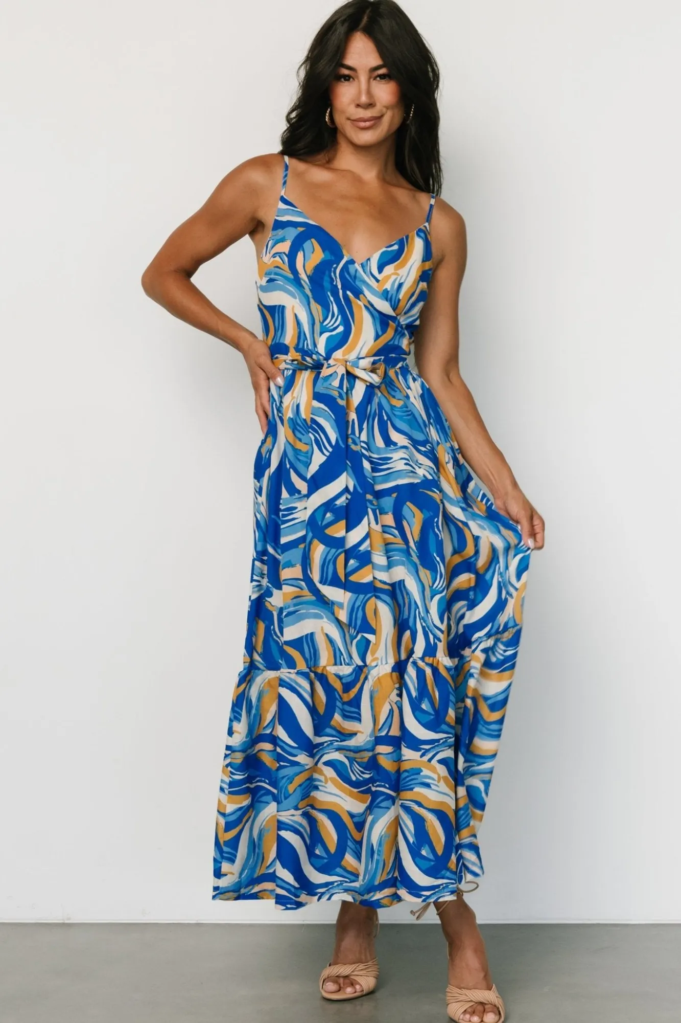 Baltic Born Yara Wrap Dress | Blue + Gold Multi