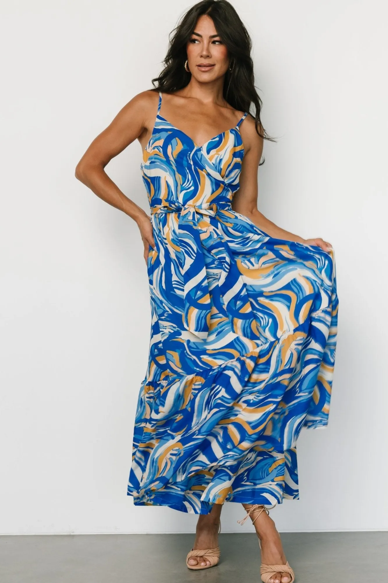 Baltic Born Yara Wrap Dress | Blue + Gold Multi