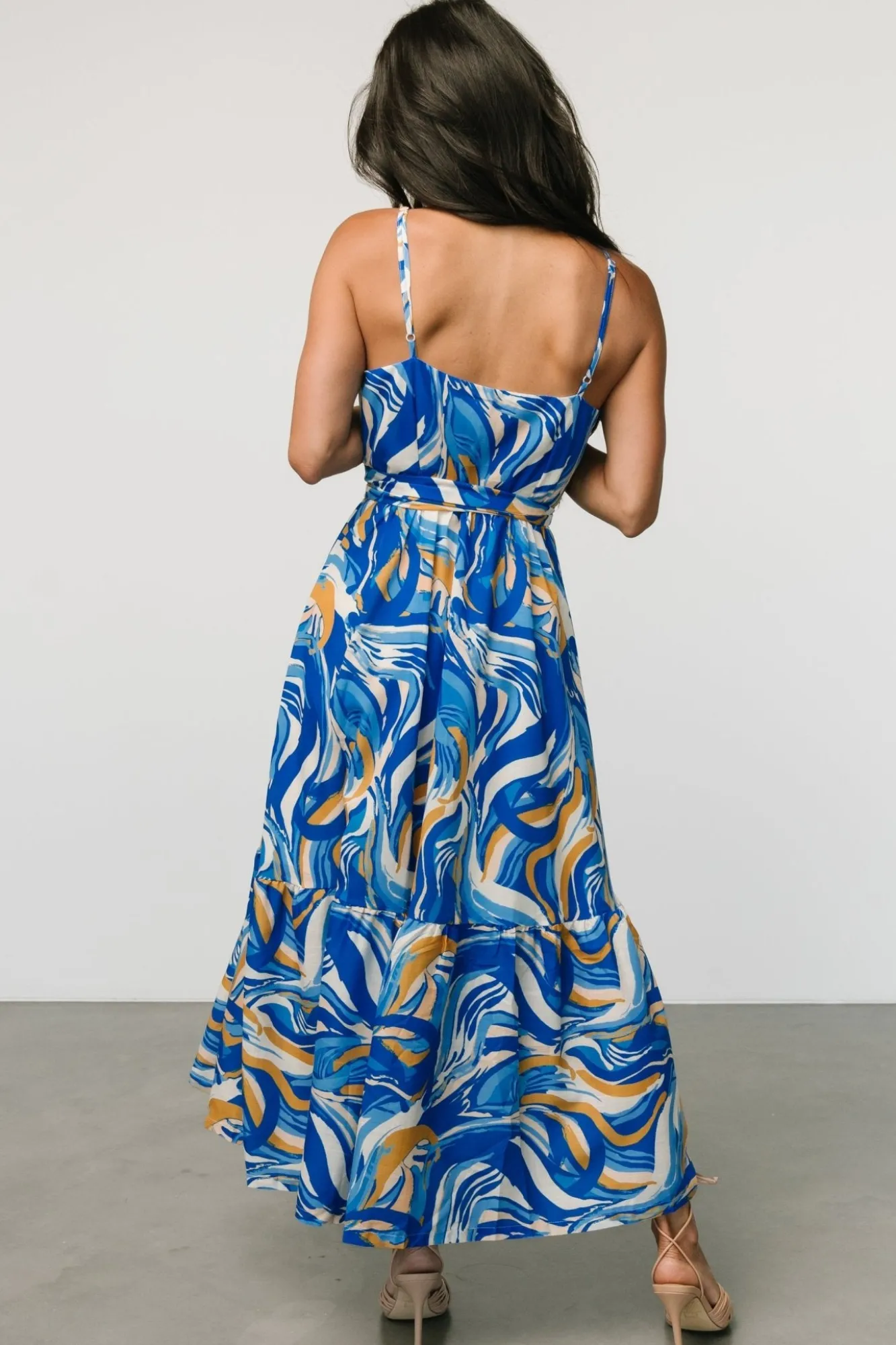 Baltic Born Yara Wrap Dress | Blue + Gold Multi