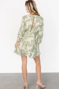 Baltic Born Yves Short Dress | Green print