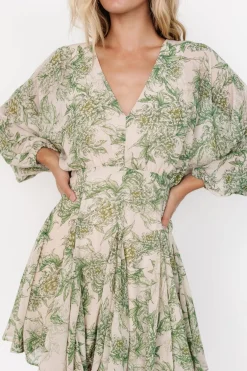 Baltic Born Yves Short Dress | Green print
