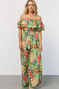 Baltic Born Zanzibar Off Shoulder Jumpsuit | Green Multi
