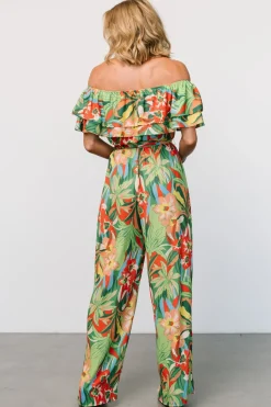 Baltic Born Zanzibar Off Shoulder Jumpsuit | Green Multi