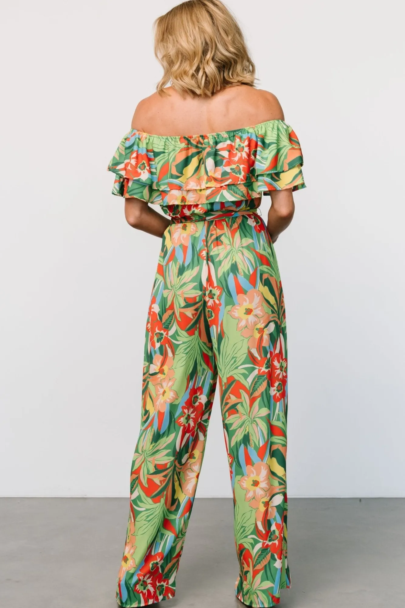 Baltic Born Zanzibar Off Shoulder Jumpsuit | Green Multi