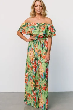 Baltic Born Zanzibar Off Shoulder Jumpsuit | Green Multi