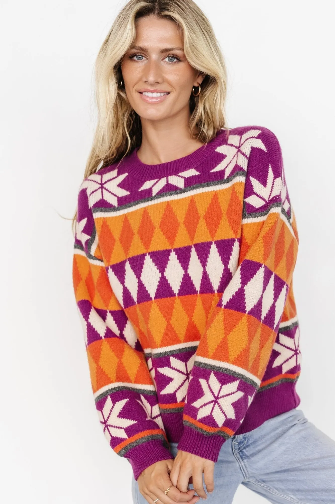 Baltic Born Zermatt Sweater | Magenta + Orange Print