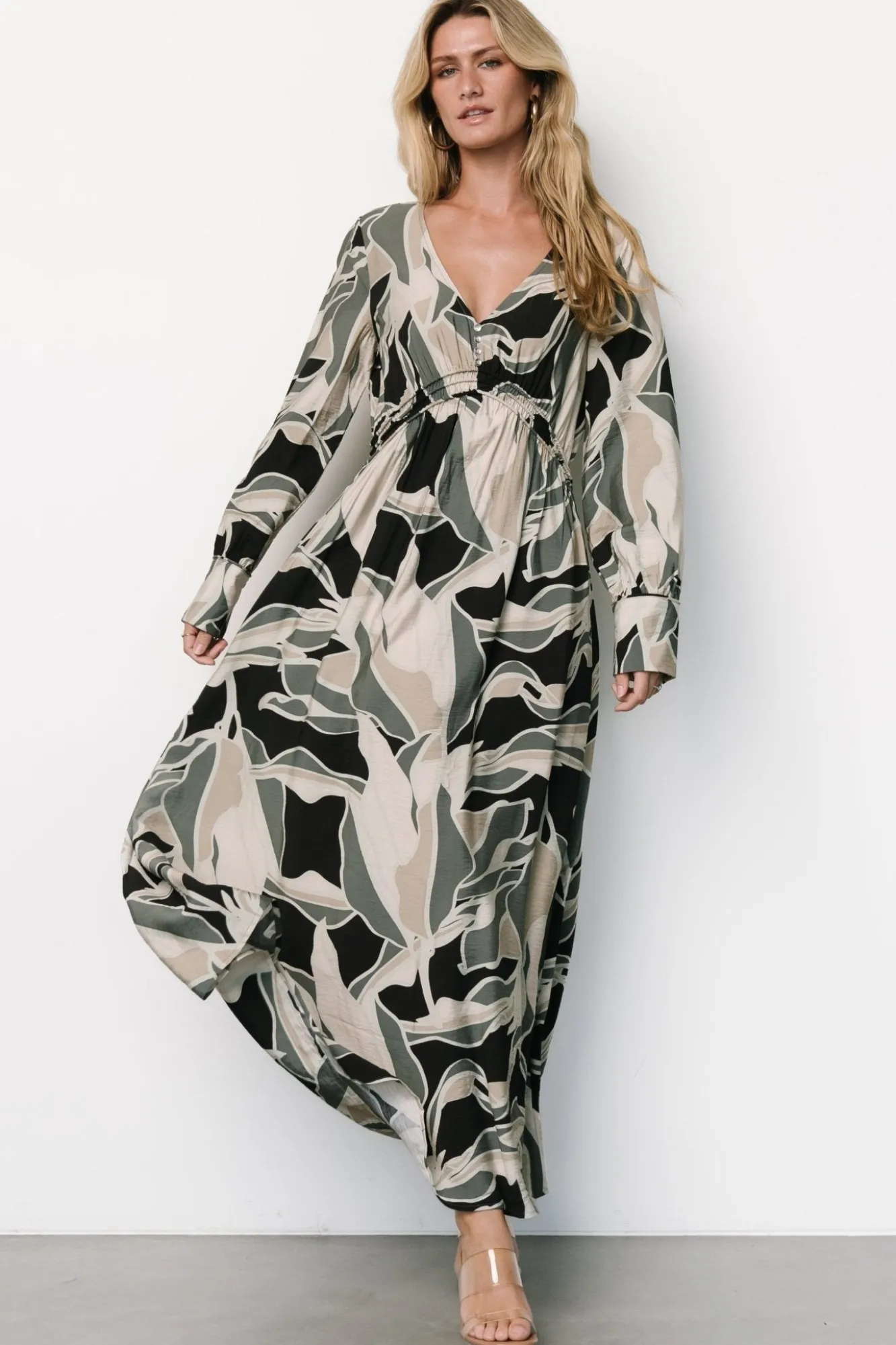 Baltic Born Zinnia Maxi Dress | Black + Eucalyptus Print