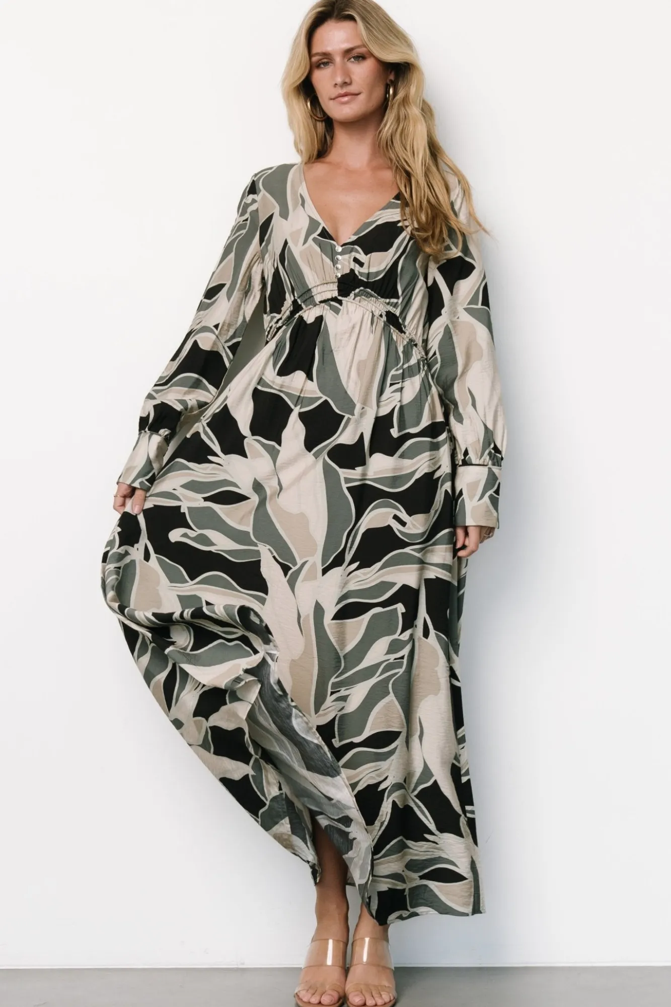 Baltic Born Zinnia Maxi Dress | Black + Eucalyptus Print