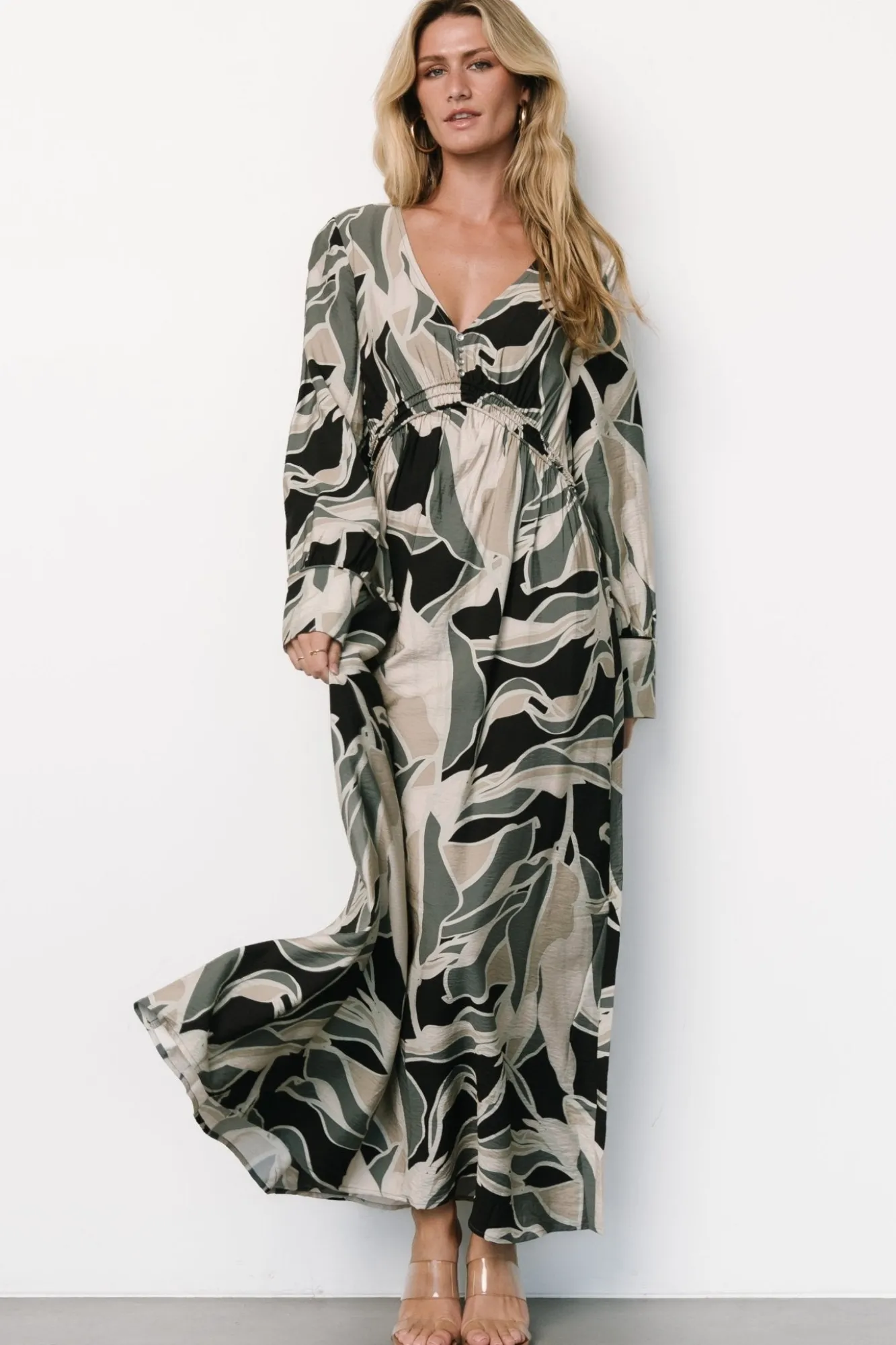 Baltic Born Zinnia Maxi Dress | Black + Eucalyptus Print