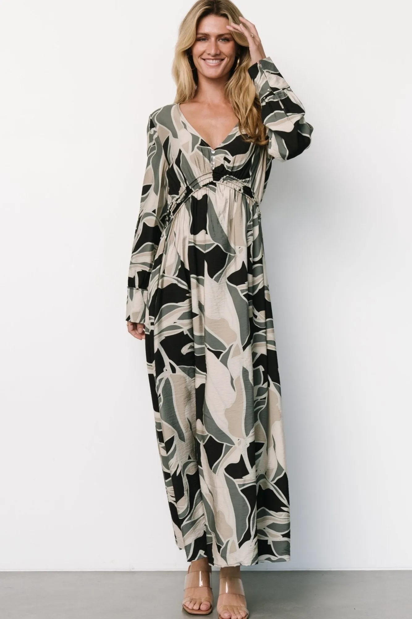 Baltic Born Zinnia Maxi Dress | Black + Eucalyptus Print