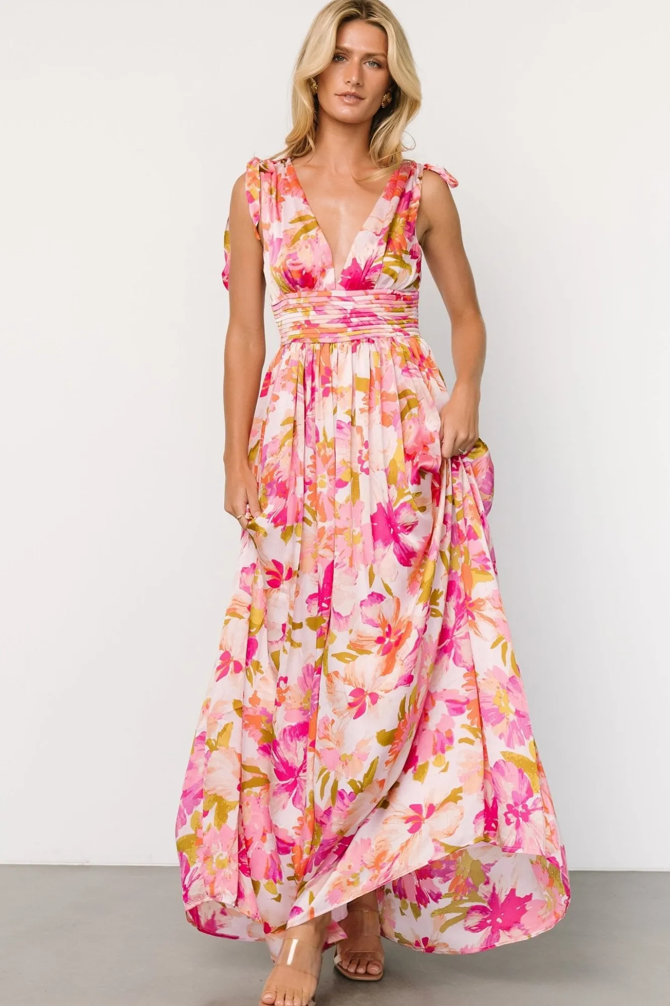 Baltic Born Zoe Tie Maxi Dress | Pink Multi